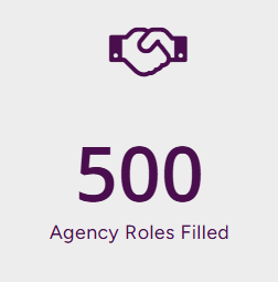screen snip from website showing 500 agency recruiters placed