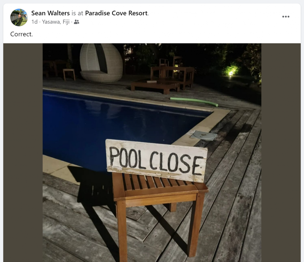 Closed swimming pool in Fiji