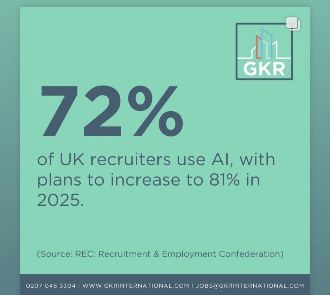 “72% of UK Recruiters use AI…”